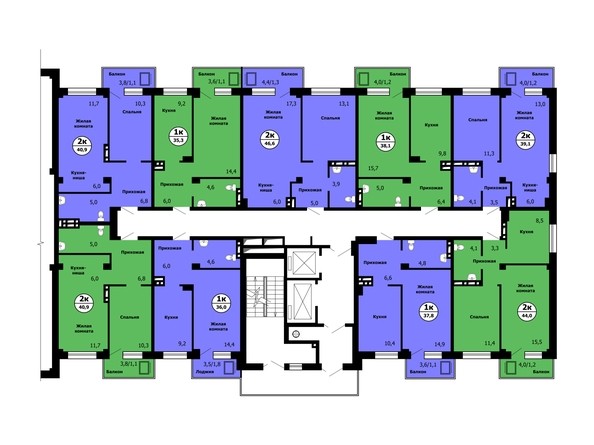 Планировка типового этажа, секция 5