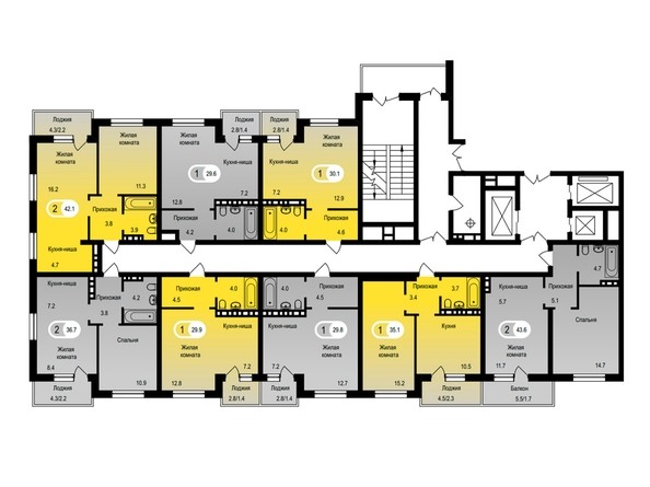 План Типовой этаж, левое крыло этажа