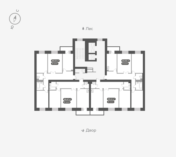 
  Продается 3-комн. квартира, 85.7 м², ЖК Академгородок, дом 7
. Фото 6.