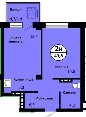 
   Продам 2-комнатную, 43.8 м², Тихие зори, дом Стрелка, корпус 2

. Фото 2.