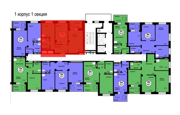 
   Продам 2-комнатную, 57.9 м², Тихие зори, дом Стрелка, корпус 2

. Фото 2.