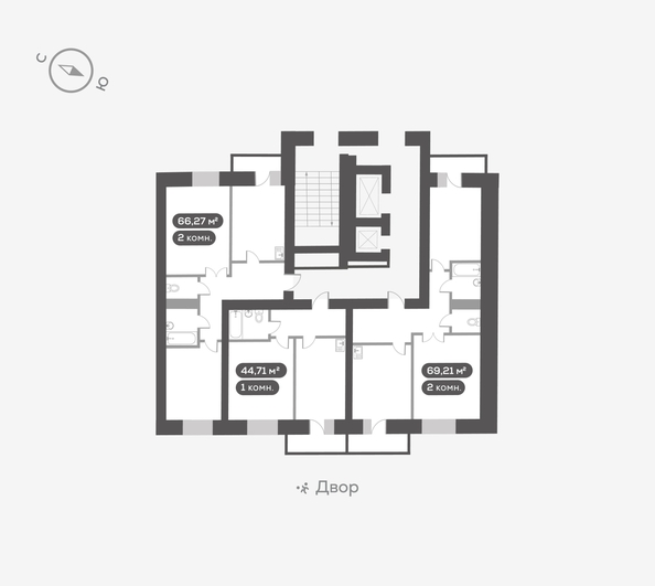 
  Продается 2-комн. квартира, 69.21 м², ЖК Сити-квартал на Взлетной, дом 1
. Фото 6.