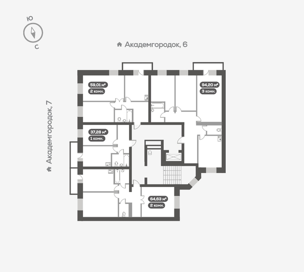 
  Продается 2-комн. квартира, 64.63 м², ЖК Академгородок, дом 5
. Фото 27.