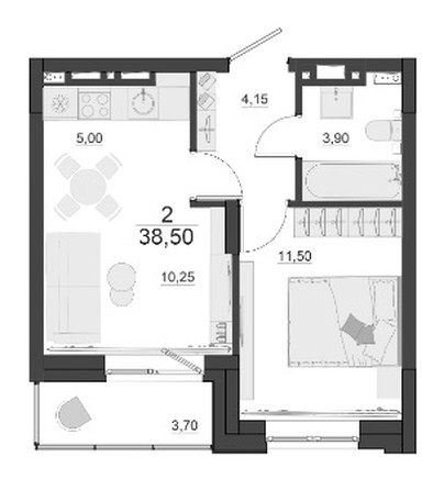 
   Продам 2-комнатную, 38.5 м², Дивные Дали, дом 1

. Фото 6.