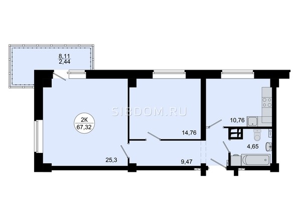
   Продам 2-комнатную, 67.3 м², Светлогорский пер, 10г

. Фото 2.
