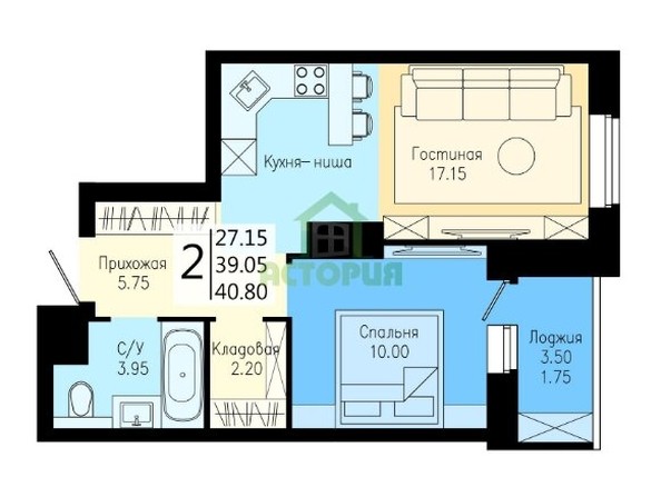 
   Продам 2-комнатную, 40.08 м², На Дудинской, дом 5

. Фото 5.