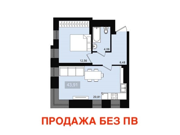 
   Продам 2-комнатную, 43.91 м², Сказочный, дом 1

. Фото 1.