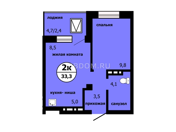 
   Продам 2-комнатную, 33.4 м², Тихие зори, дом Панорама корпус 1

. Фото 1.