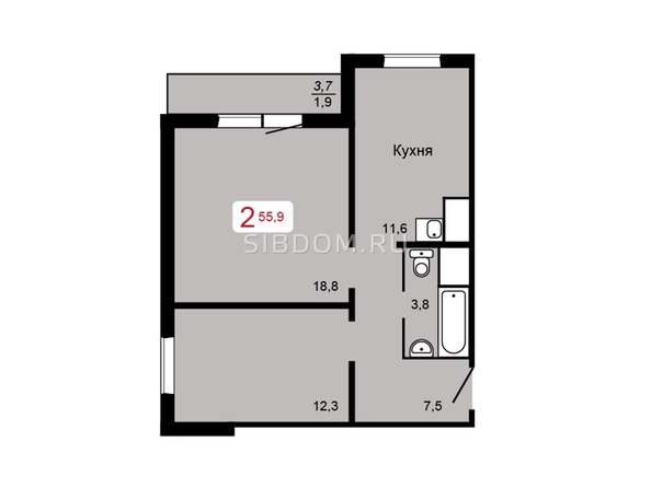 
   Продам 2-комнатную, 55.9 м², Мичурино, дом 2 строение 4

. Фото 1.