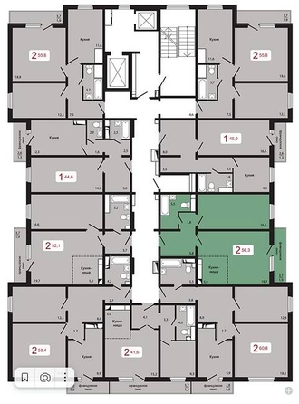 
   Продам 2-комнатную, 56.3 м², КБС. Берег, дом 5 строение 3

. Фото 1.