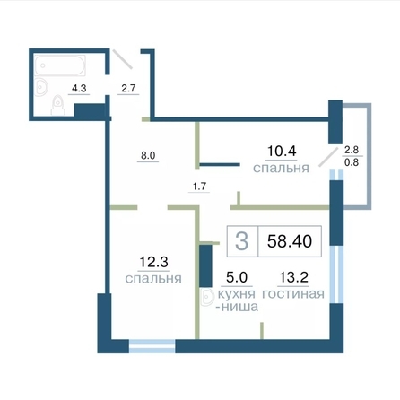 
   Продам 3-комнатную, 58.4 м², Дубенский, дом 7.1

. Фото 1.