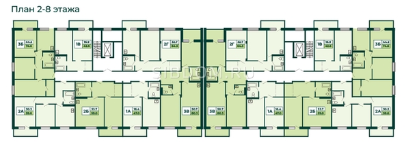 
   Продам 2-комнатную, 59.56 м², ЭКО, дом 2

. Фото 2.