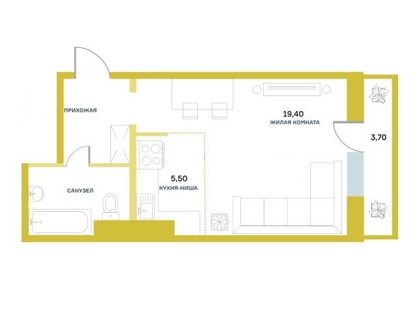 
   Продам 1-комнатную, 36.3 м², Белый квартал на Спандаряна, 2

. Фото 1.