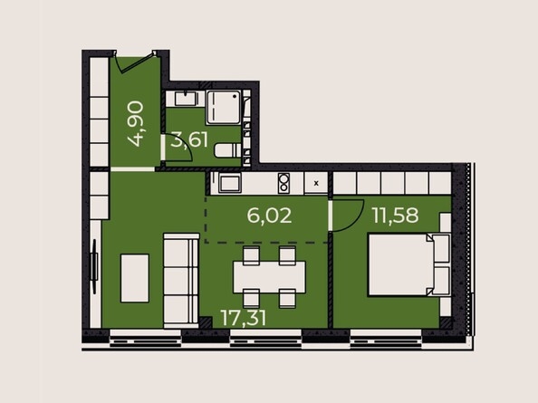 
   Продам 2-комнатный апартамент, 43.42 м², Сады ул, 6г

. Фото 1.