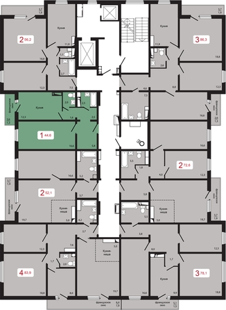 
   Продам 1-комнатную, 44.6 м², КБС. Берег, дом 5 строение 1

. Фото 2.