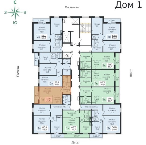 
   Продам 1-комнатную, 43 м², Три слона, дом 1

. Фото 9.