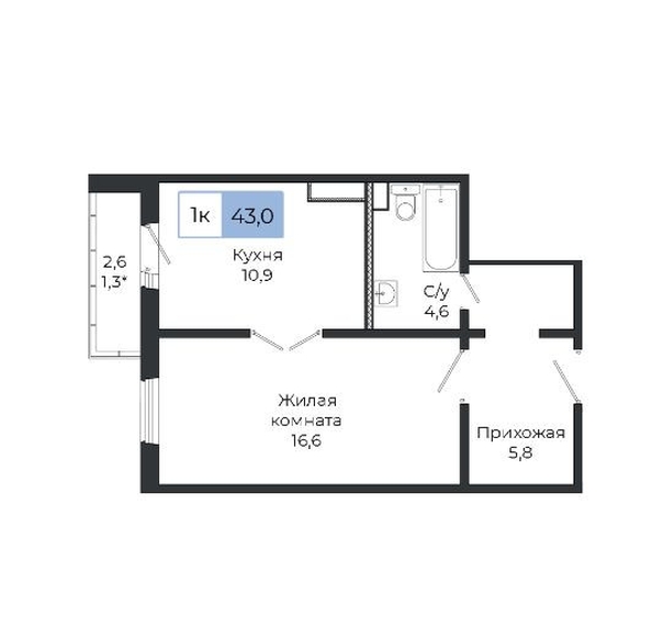 
   Продам 1-комнатную, 43 м², Три слона, дом 1

. Фото 10.