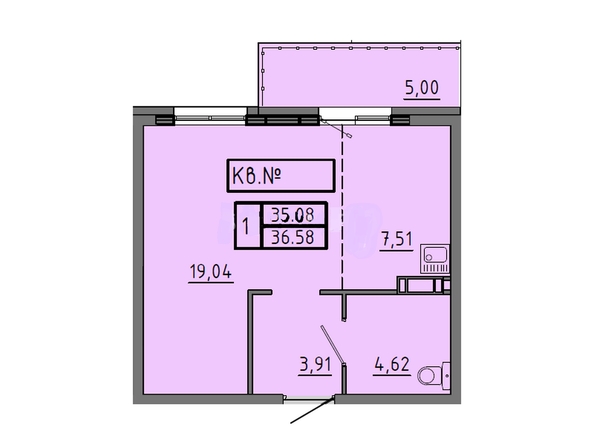 
   Продам 1-комнатную, 36.58 м², Соколовская ул, 20в

. Фото 1.