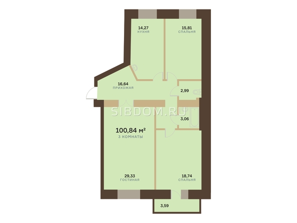 
   Продам 3-комнатную, 104.43 м², Академгородок ул, 78

. Фото 1.