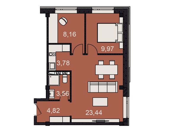 
   Продам 2-комнатный апартамент, 53.73 м², Сады ул, 6г

. Фото 1.