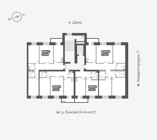 
   Продам 4-комнатную, 123.4 м², Академгородок ул, 78

. Фото 19.