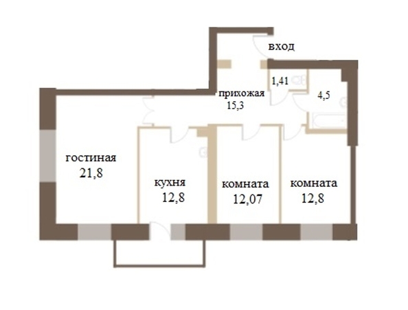 
   Продам 3-комнатную, 81.5 м², Южная наб, 10

. Фото 1.