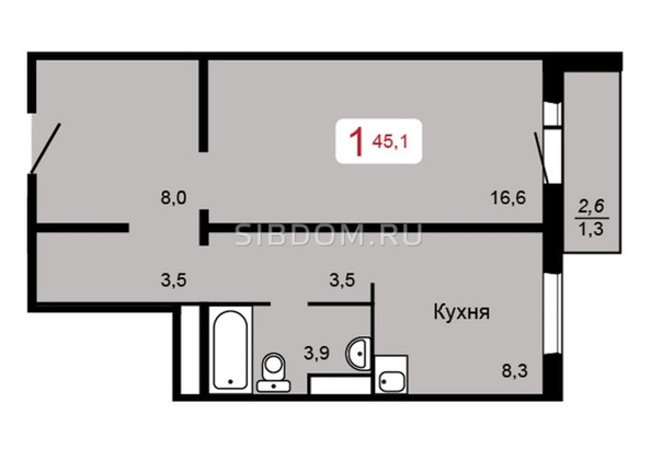 
   Продам 1-комнатную, 51.6 м², 60 лет Октября ул, 90 к2

. Фото 5.