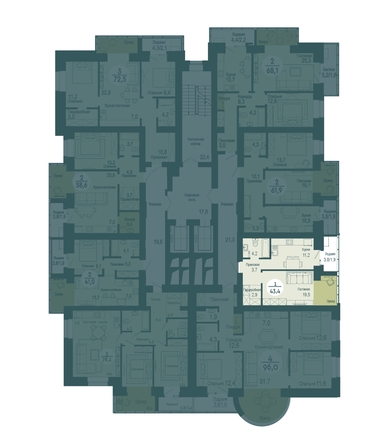 
   Продам 1-комнатную, 43.4 м², Авиаторов ул, 20

. Фото 1.