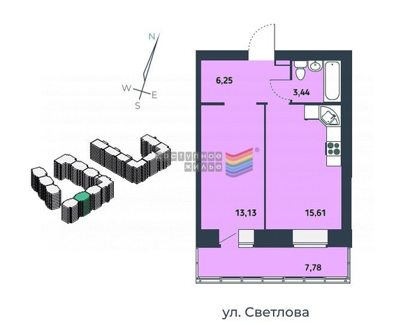 
   Продам 1-комнатную, 40.76 м², Светлова ул, 12

. Фото 14.