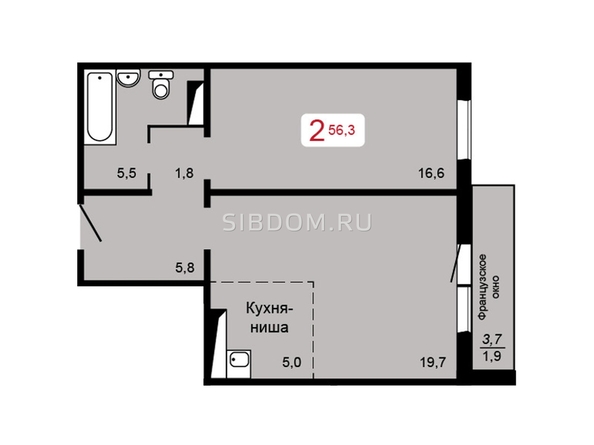 
   Продам 2-комнатную, 56.3 м², Аральская ул, 51

. Фото 17.