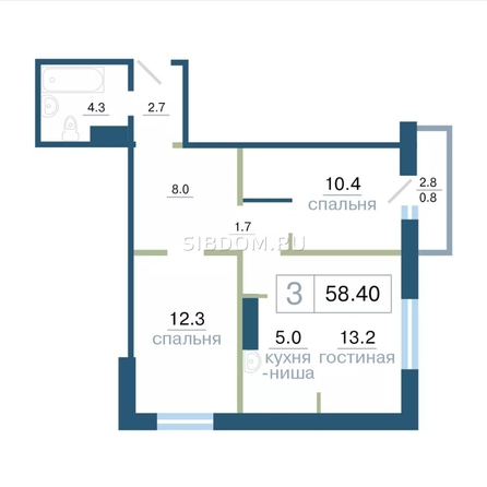 
   Продам 3-комнатную, 58.4 м², Дубровинского ул, 110в

. Фото 1.