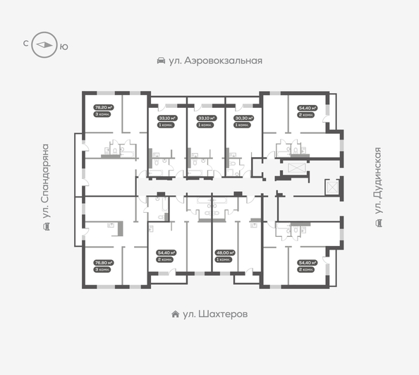 
   Продам 3-комнатную, 78.2 м², Белый квартал на Спандаряна, 2

. Фото 3.