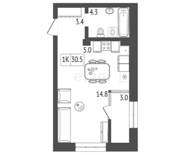 
   Продам 1-комнатную, 31 м², Прогресс-квартал Перемены, дом 1

. Фото 1.