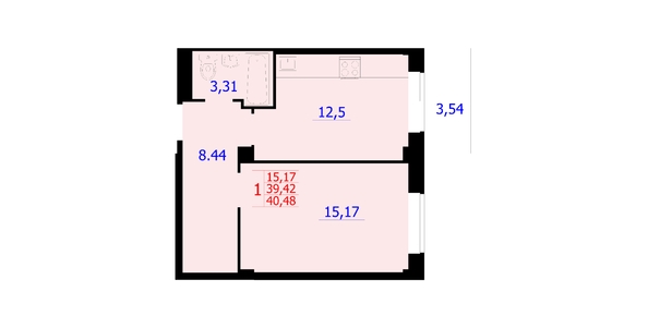 
  Продается 1-комн. квартира, 40.48 м², ЖК Новые Солонцы, дом 3
. Фото 2.