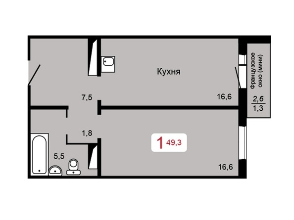 
  Продается 1-комн. квартира, 49.3 м², ЖК Мичурино, дом 2 строение 4
. Фото 1.