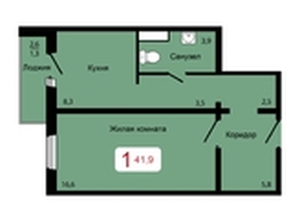 
  Продается 1-комн. квартира, 41.9 м², ЖК Мичурино, дом 2 строение 7
. Фото 2.