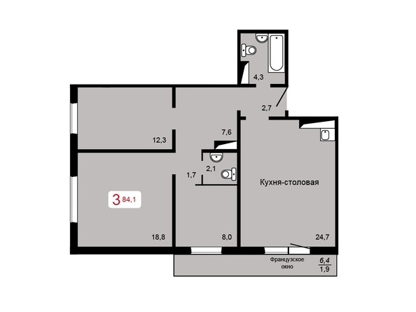 
  Продается 3-комн. квартира, 84.1 м², ЖК Мичурино, дом 2 строение 4
. Фото 4.