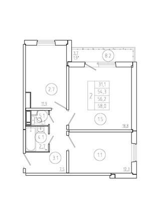 
  Продается 2-комн. квартира, 56.2 м², ЖК Три слона, дом 1
. Фото 8.