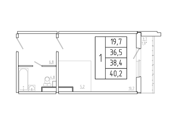 
  Продается студия, 38.4 м², ЖК Три слона, дом 2
. Фото 8.
