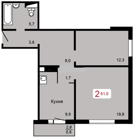 
  Продается 2-комн. квартира, 61 м², ЖК Мичурино, дом 2 строение 6
. Фото 1.