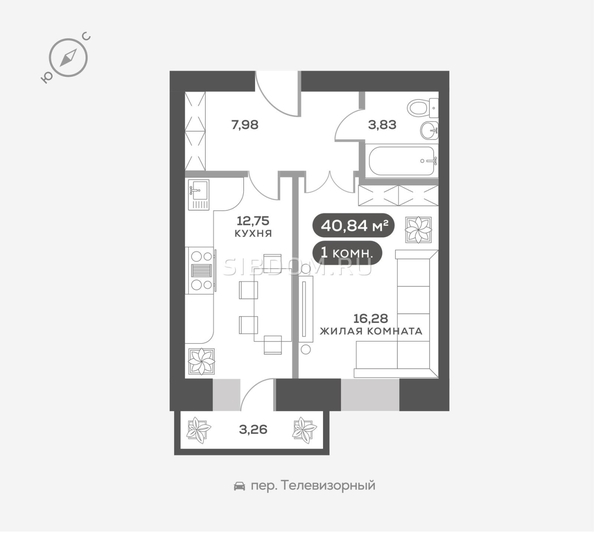 
  Продается 1-комн. квартира, 40.6 м², ЖК Сити-квартал Октябрьский, дом 1
. Фото 1.