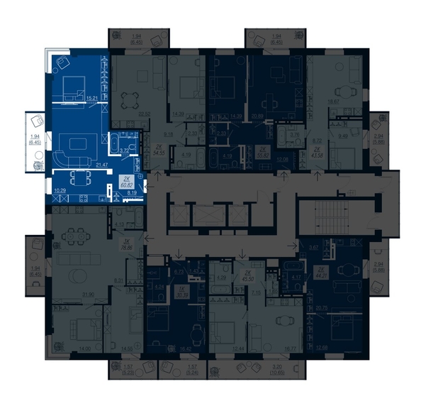 
  Продается 2-комн. квартира, 60.82 м², ЖК АЭРОCITY (Аэросити), дом 1
. Фото 1.
