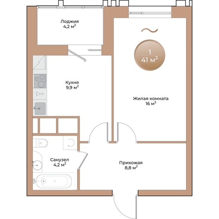 
  Продается 1-комн. квартира, 41 м², ЖК Небо над Енисеем
. Фото 1.