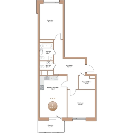 
  Продается 2-комн. квартира 78.5 м², в ЖК Небо над Енисеем. Фото 1.