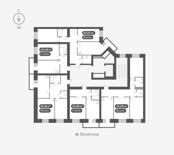 
  Продается 3-комн. квартира, 78.59 м², ЖК Сити-квартал на Взлетной, дом 1
. Фото 5.