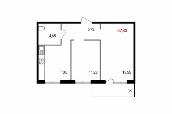 
  Продается 2-комн. квартира, 52.21 м², ЖК Аринский, дом 2 корпус 2
. Фото 2.