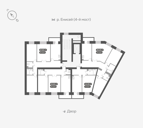 
  Продается 3-комн. квартира, 88.7 м², ЖК Академгородок, дом 7
. Фото 5.