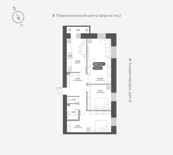 
  Продается 3-комн. квартира, 94.6 м², ЖК Академгородок, дом 6
. Фото 6.