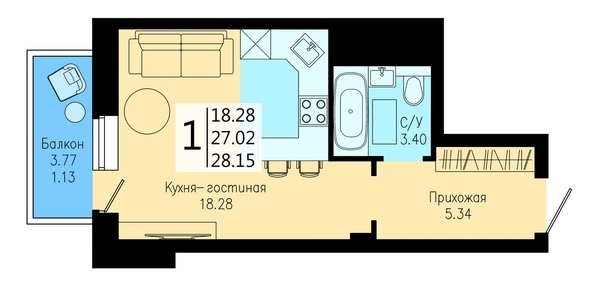 
  Продается студия, 28.15 м², ЖК На Дудинской, дом 5
. Фото 4.
