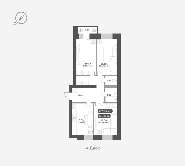 
  Продается 3-комн. квартира, 87.04 м², ЖК Октябрьский, дом 2
. Фото 6.